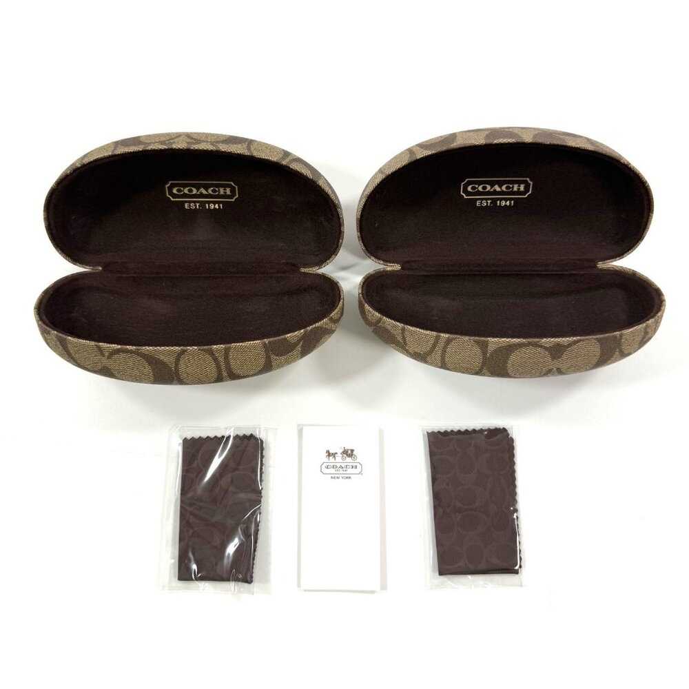 Coach Clamshell Glasses Case Sunglasses Hard Shell Coach Print Brown Lot Of 2